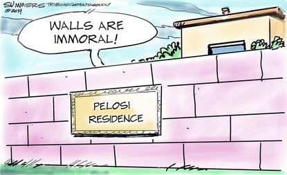 Political Cartoon U.S. Trump Nancy Pelosi government shutdown wall