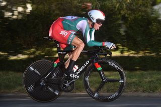 Vasil Kiryienka (Belarus) on his way to winning the elite men's time trial at Worlds