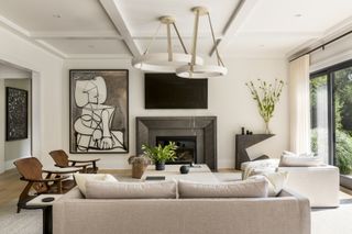 A living room with a symmetrical decor