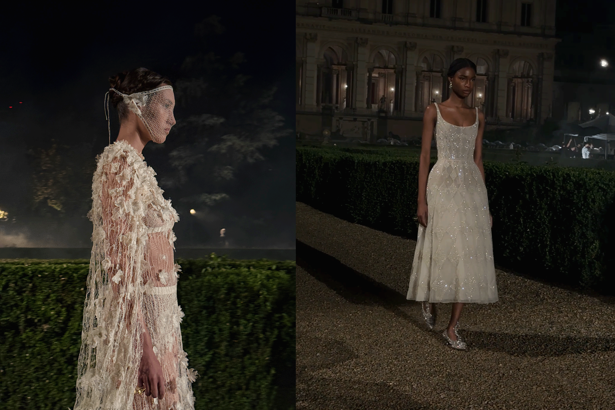 Models on the runway at the Dior Cruise 2026 runway show in Rome.