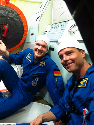 Astronauts Inside the TMA-13M Soyuz