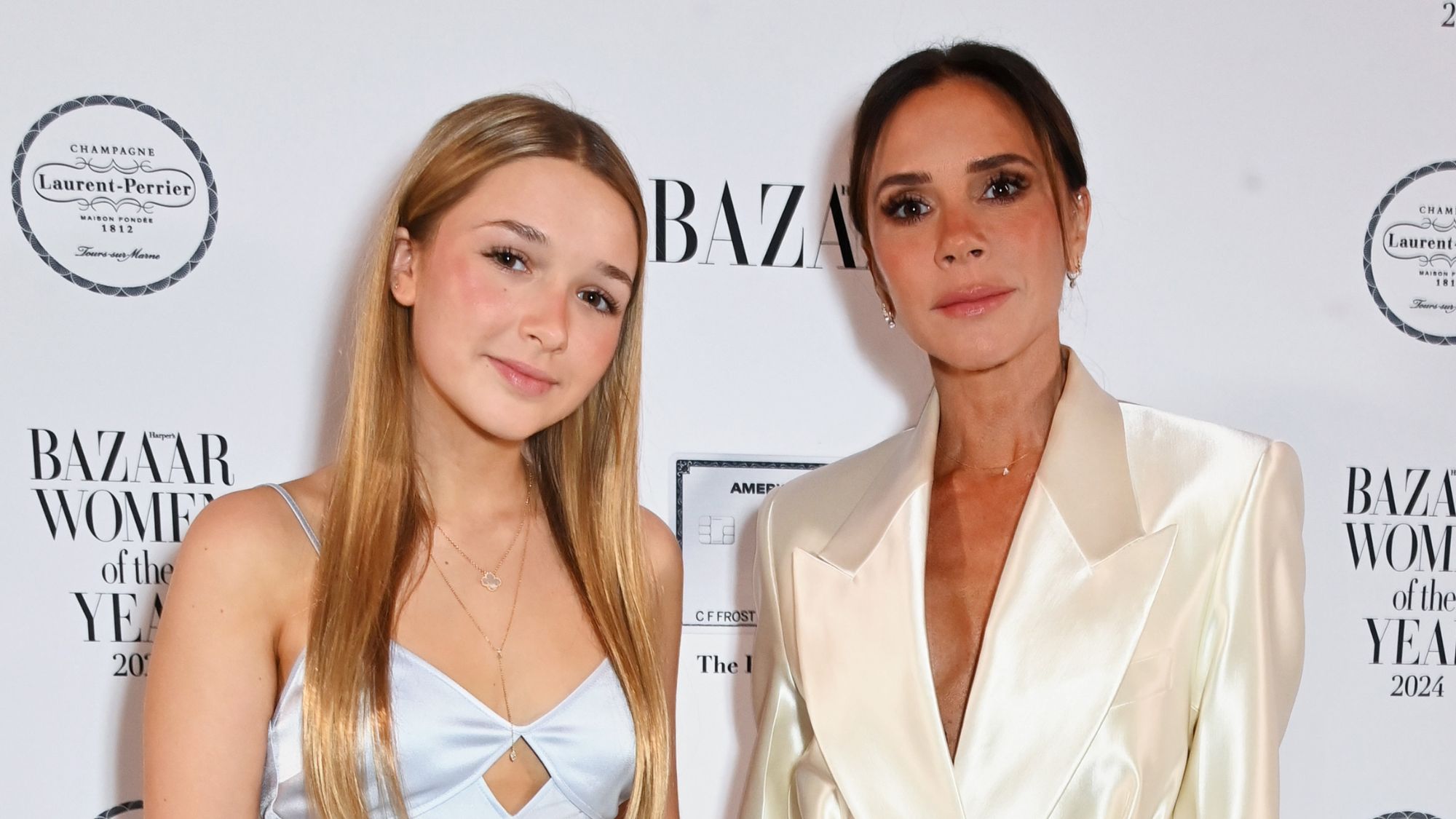 Harper and Victoria Beckham attend the 2024 Harper's Bazaar Women of the Year Awards