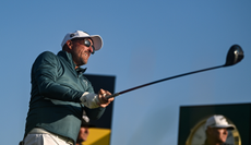 Phil Mickelson hits a driver off the tee