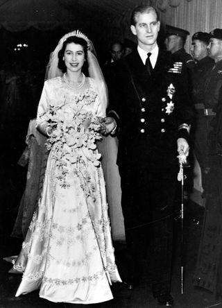 Queen Elizabeth and Prince Philip on their wedding day