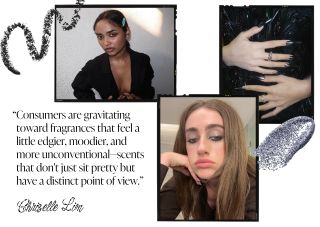 Collage of grungy makeup and nails with a pull quote from Chriselle Lim