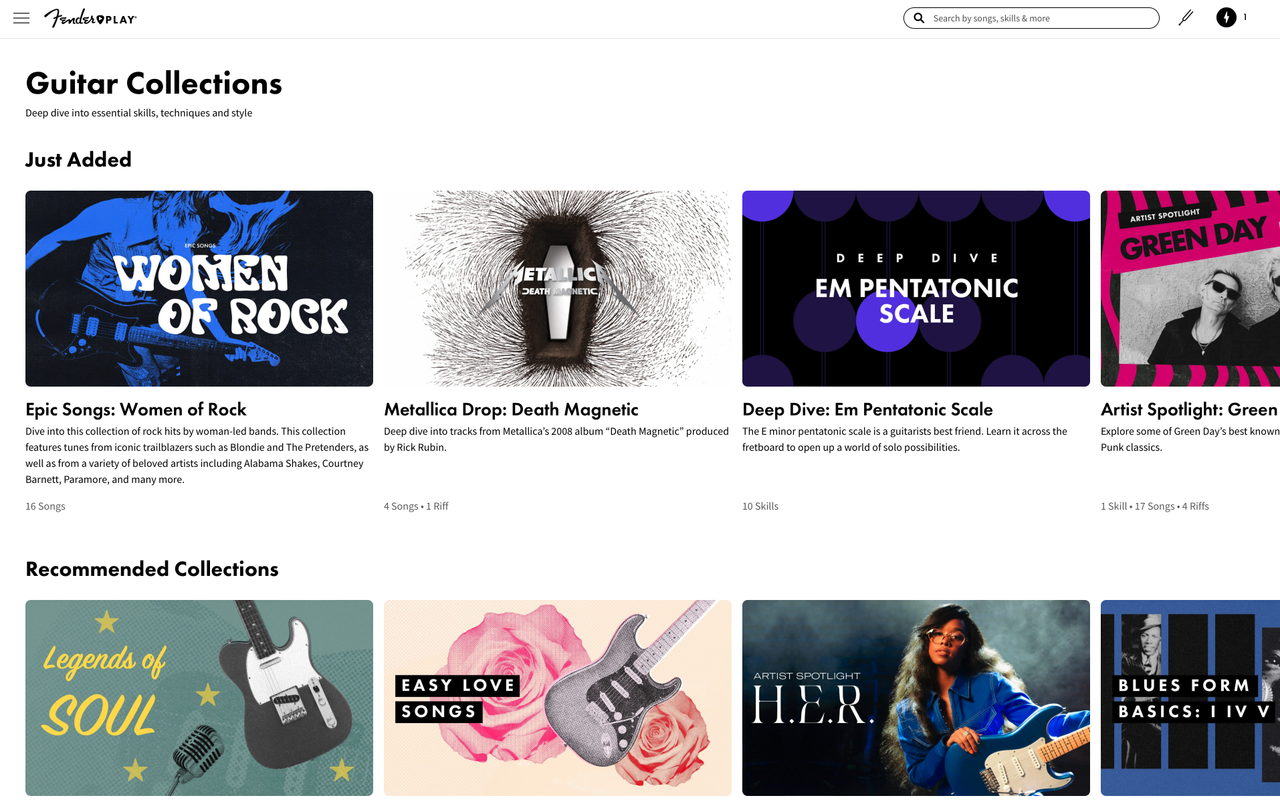 Fender Play vs Yousician: homepage