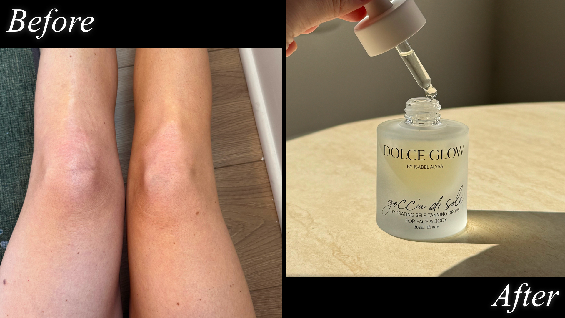 before and after of gradual self tanner