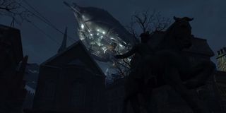 Zeppelin above Paul Revere statue in Fallout 4