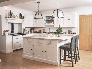 cream colored handmade wood english kitchen