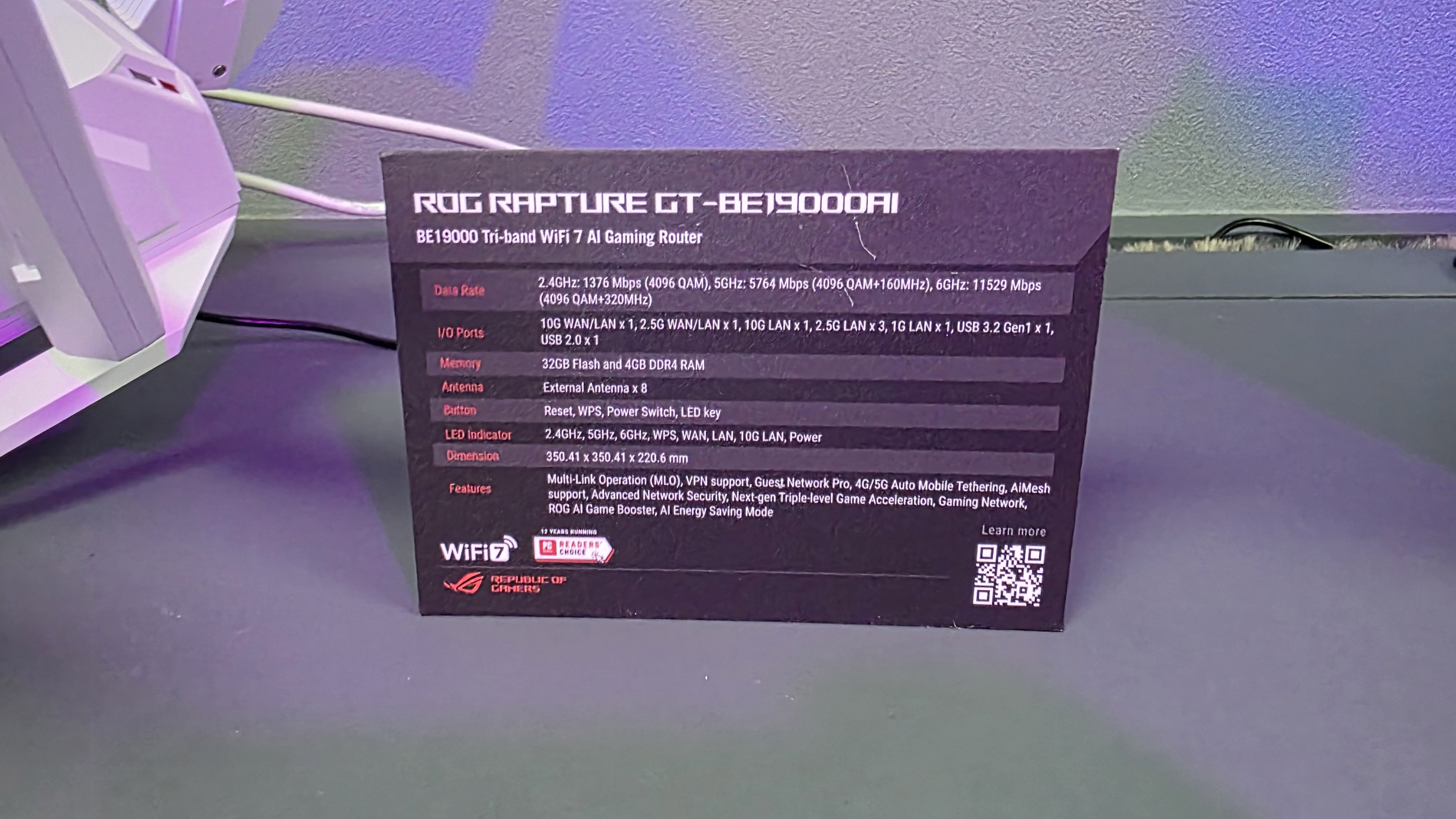 The Asus ROG Rapture GT-BE19000AI gaming router at Computex 2025