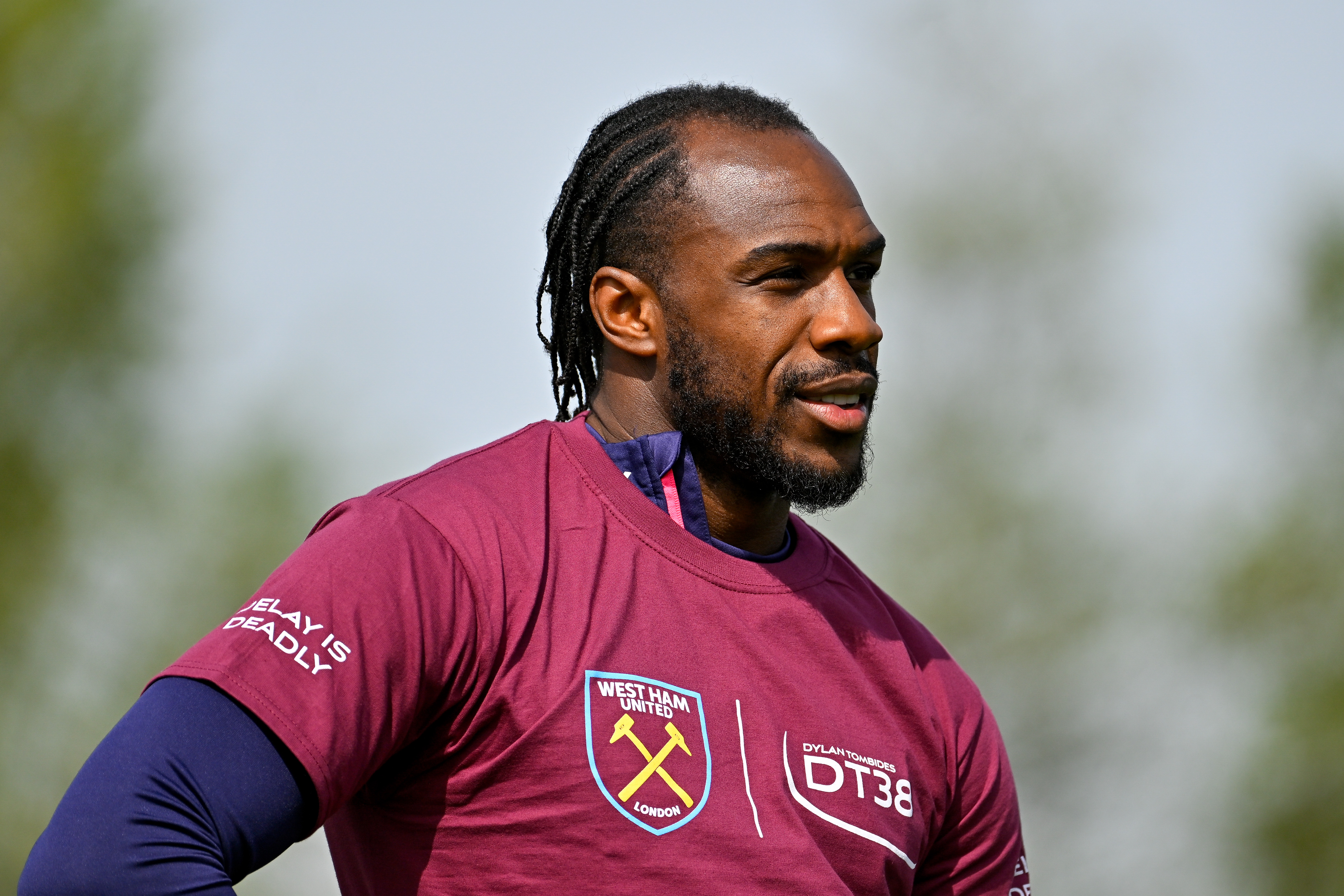 Michail Antonio in training with former club West Ham