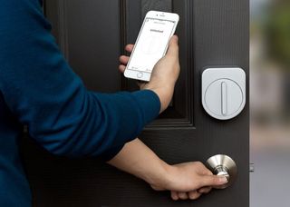 The Sesame smart lock being used. Credit: Candy House, Inc.