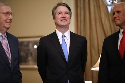 Brett Kavanaugh with Senate Majority Leader Mitch McConnell and Vice President Mike Pence