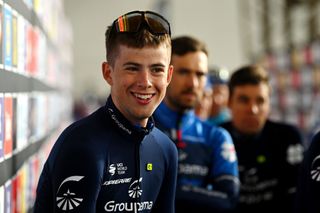 GHENTt BELGIUM FEBRUARY 25 Samuel Watson of United Kingdom and Team Groupama FDJ prior to the 78th Omloop Het Nieuwsblad Elite 2023 Mens Elite a 2073km one day race from Ghent to Ninove on February 25 2023 in Ghent Belgium Photo by Luc ClaessenGetty Images