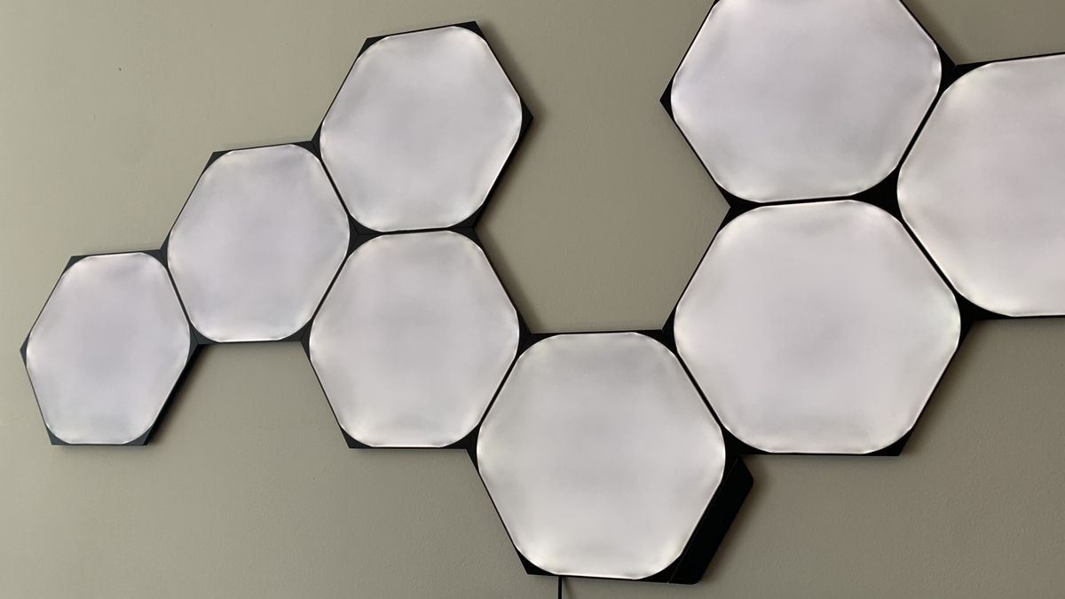 Nanoleaf Shapes Ultra Black on a wall