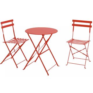 orange metal garden bistro set