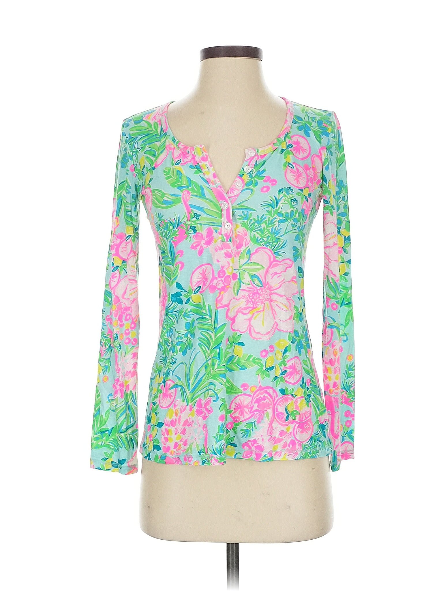 Lilly Pulitzer Green 3/4 Sleeve T-Shirt Size Xxs