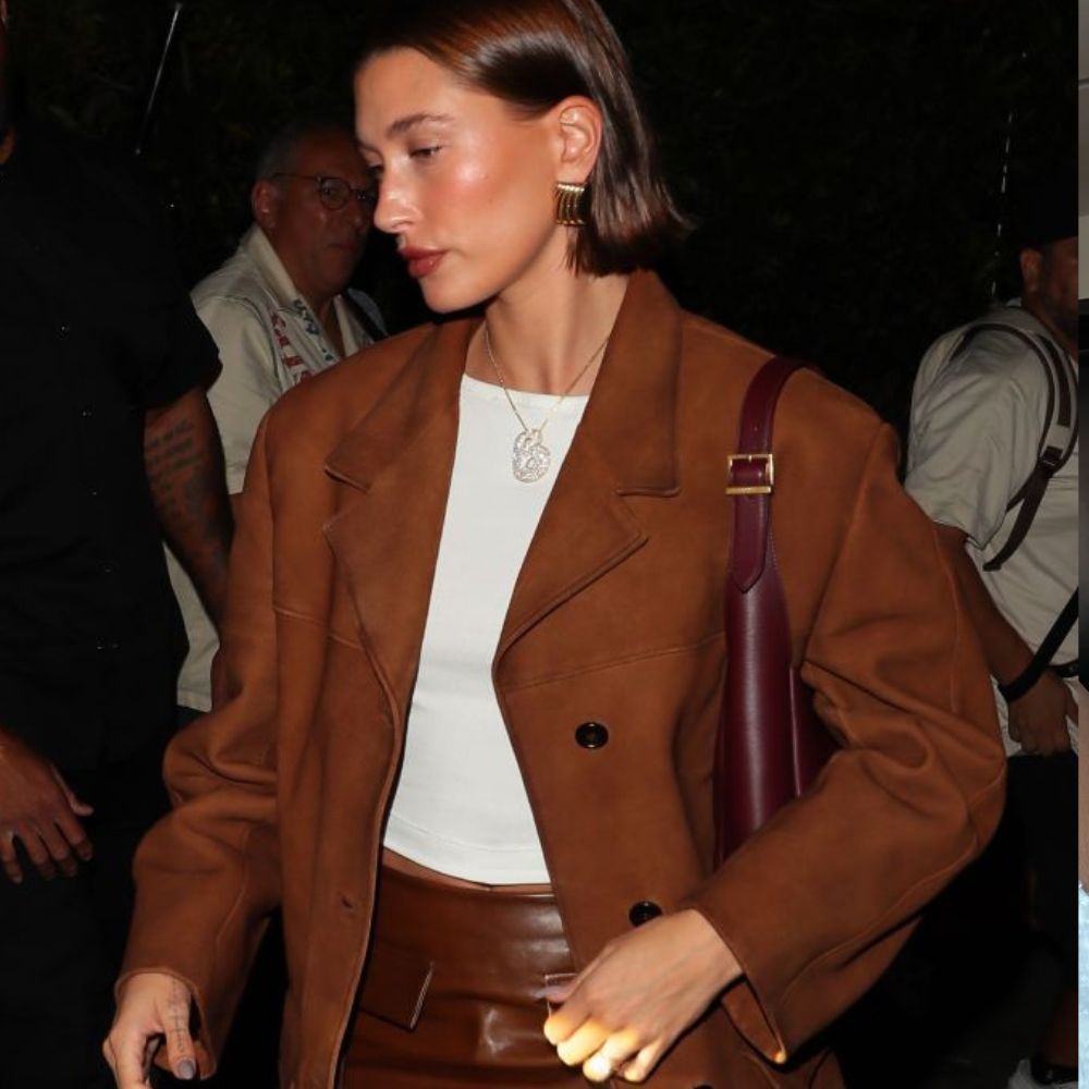 Hailey Bieber wearing Le 5 a 7 bag.
