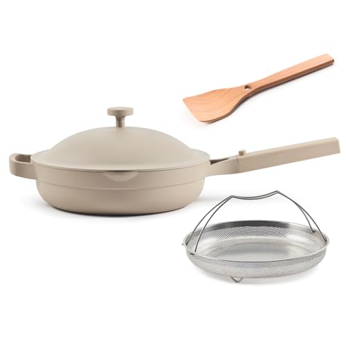Our Place Always Pan 2.0 &amp;ndash; 27cm (2.5l) Nonstick, Toxin-Free Ceramic Cookware | Patented 10-In-1 Aluminum Frying &amp;amp; Saut&amp;eacute; Pan | Safe for Oven, Induction &amp;amp; All Cooktops Up to 232&amp;deg;c | Steam