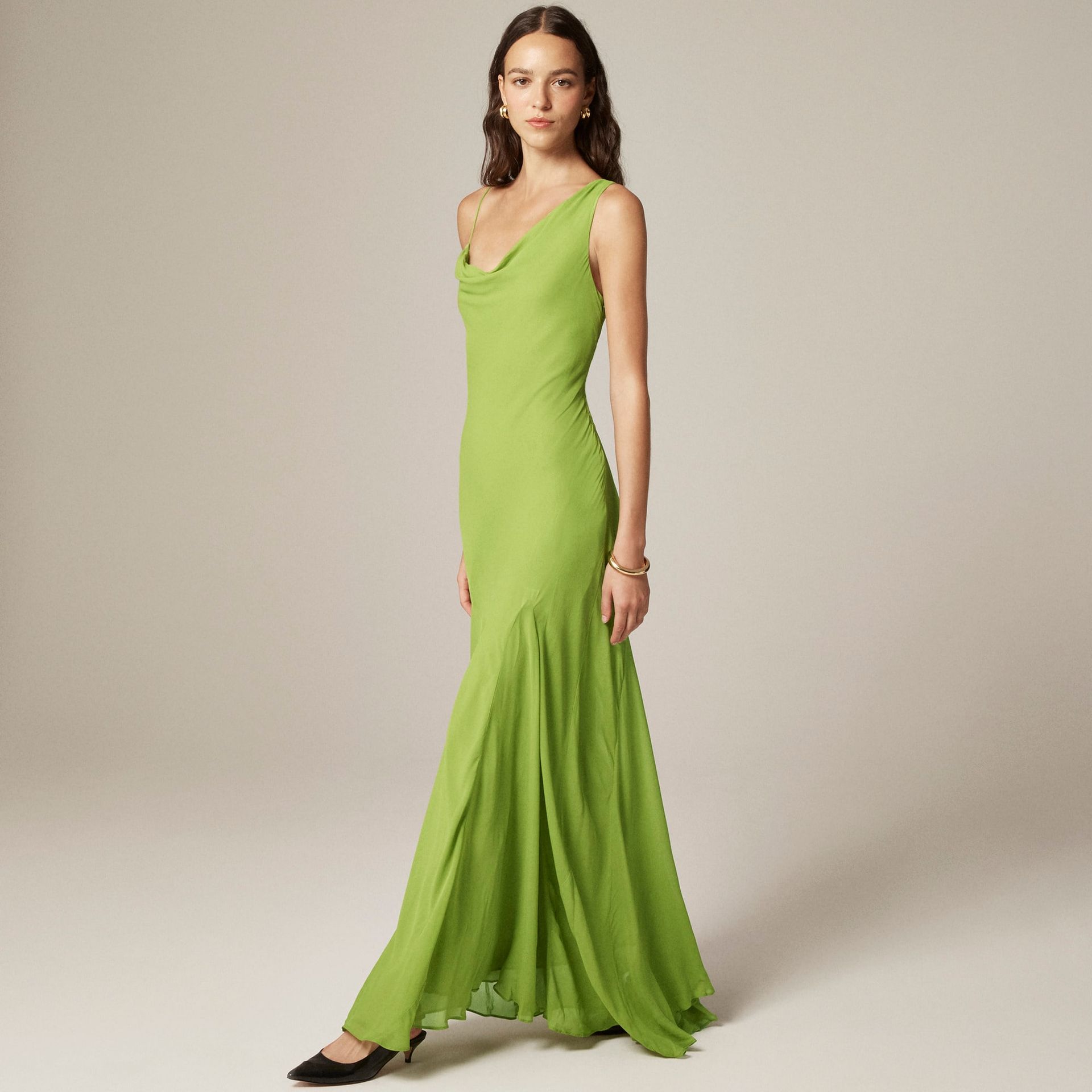 Collection Asymmetrical Cowlneck Dress in Chiffon