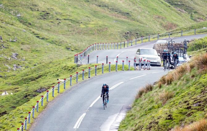 Chris Froome makes a solo out while training in Yorkshire