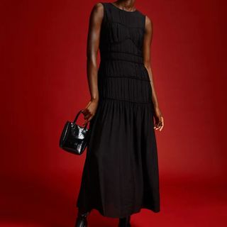 black midi dress