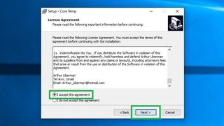 How to check your PC’s CPU temperature step 5: Accept the license agreement and click Next