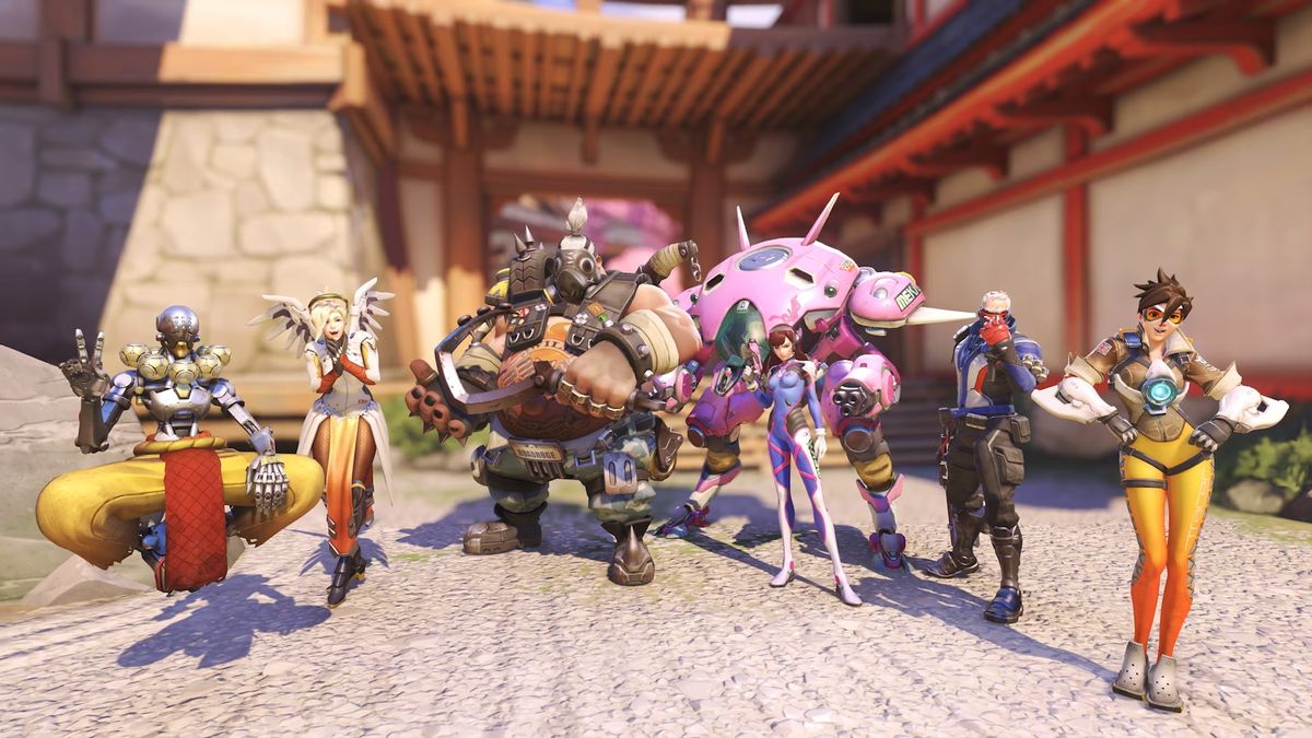 Overwatch 2&#039;s Overwatch Classic mode promotional image showing a lineup of classic heroes