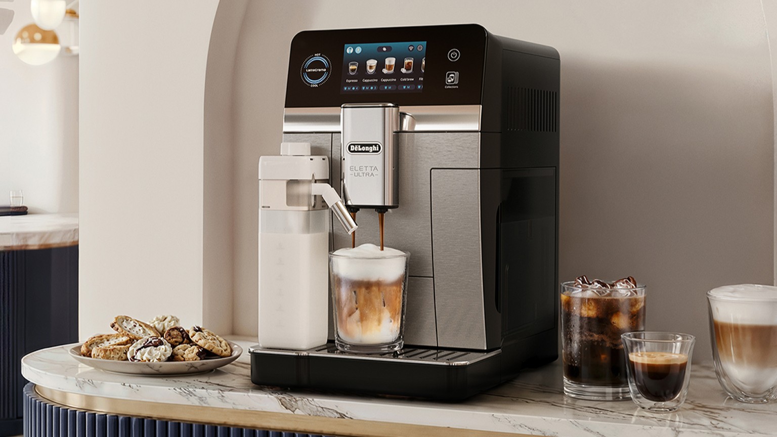 De'Longhi Eletta Ultra coffee maker on kitchen counter