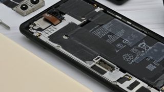 The inside of a Pixel phone from iFixit.
