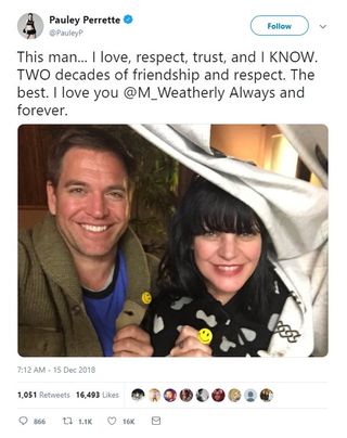 Pauley Perrette tweet about NCIS costar Michael Weatherly