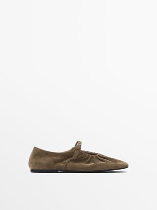 Massimo Dutti, Ballet Flats with Gathered Detail 