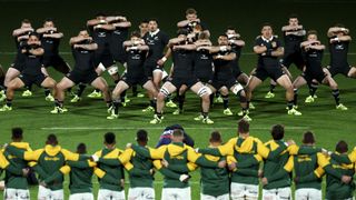 The All Blacks performing a haka before a clash with the Springboks