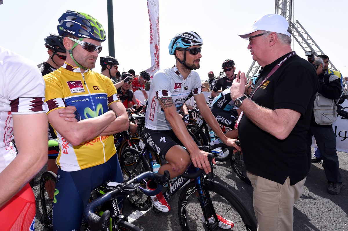 JJ Rojas and Tom Boonen at the start