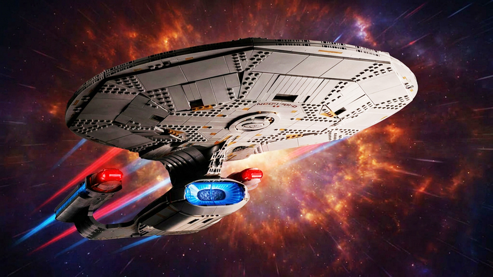Lego Icons Star Trek: U.S.S. Enterprise NCC-1701-D on a space background