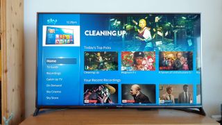 The Sky Q home arena interface on a tv