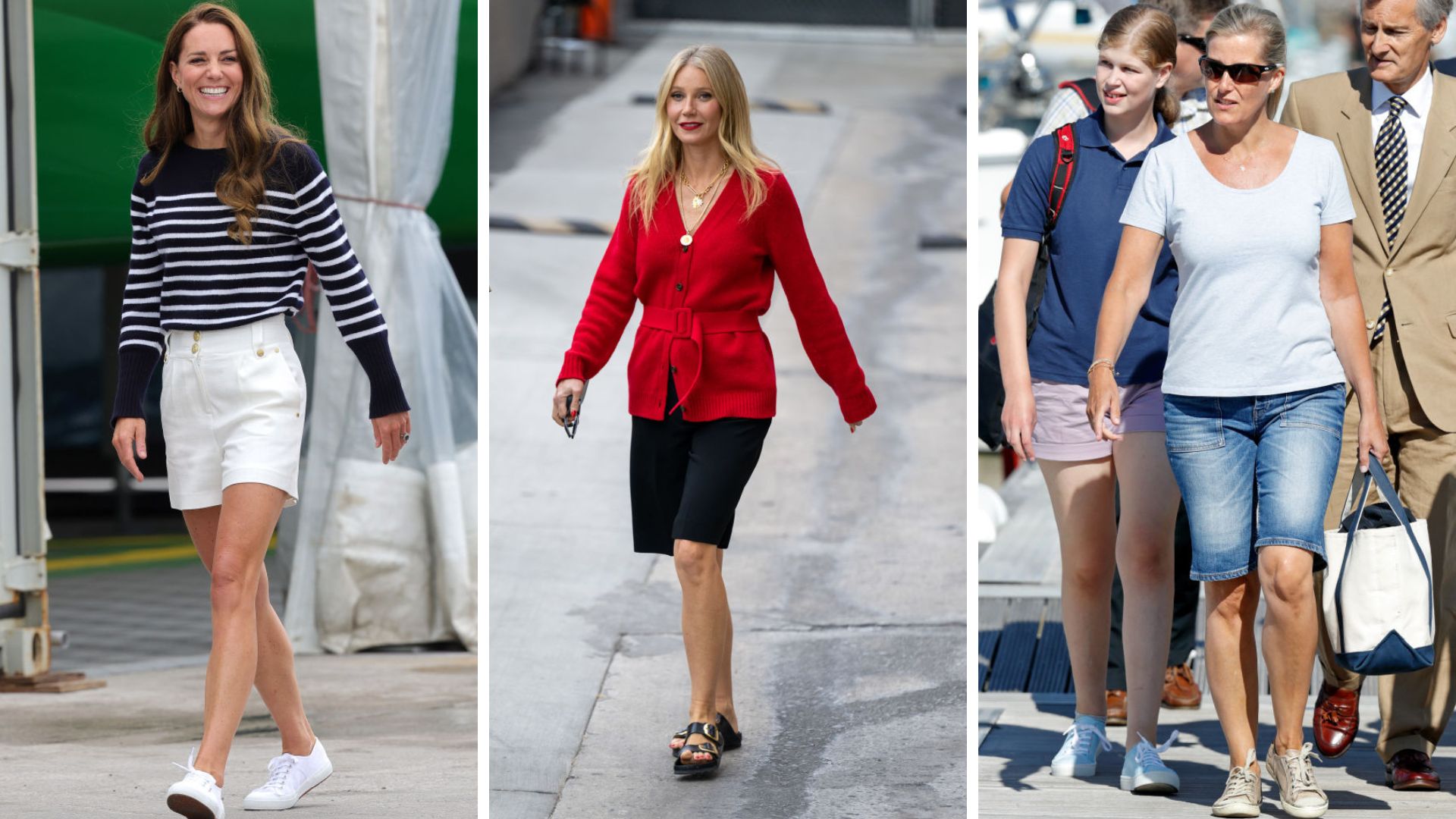 A composite image shows Kate Middleton, Gwyneth Paltrow and Duchess Sophie wearing shorts