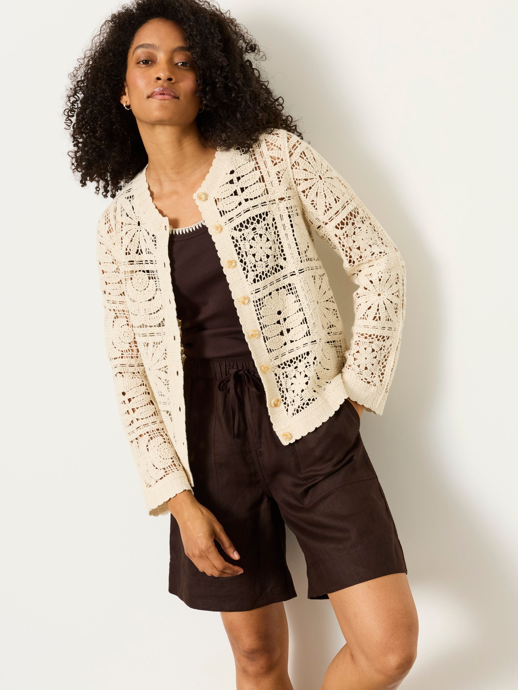 Daisy Natural Crochet Cardigan - Size 6