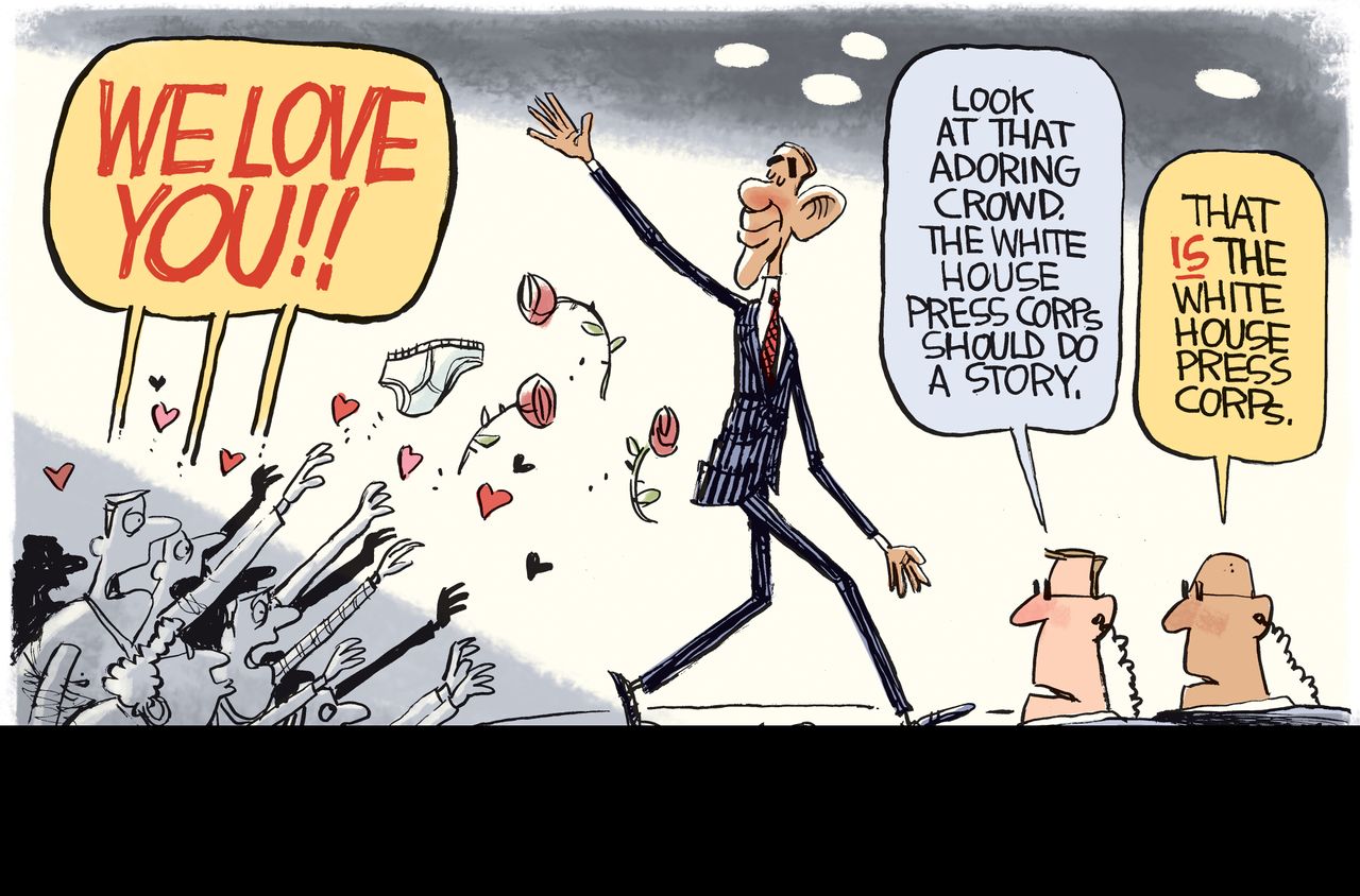 Political Cartoon U.S. Goodbye Obama from the Press Corps