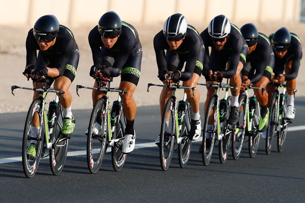 Cycling Academy on course during the Worlds TTT