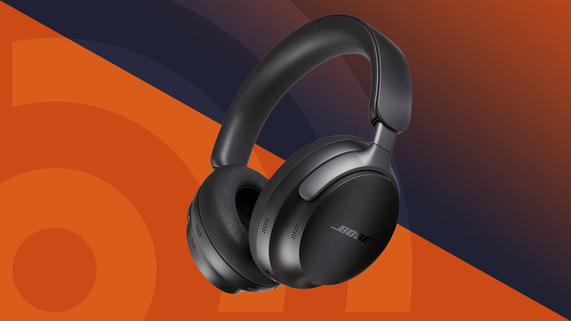 Bose QuietComfort Ultra Headphones on an orange/blue gradient background