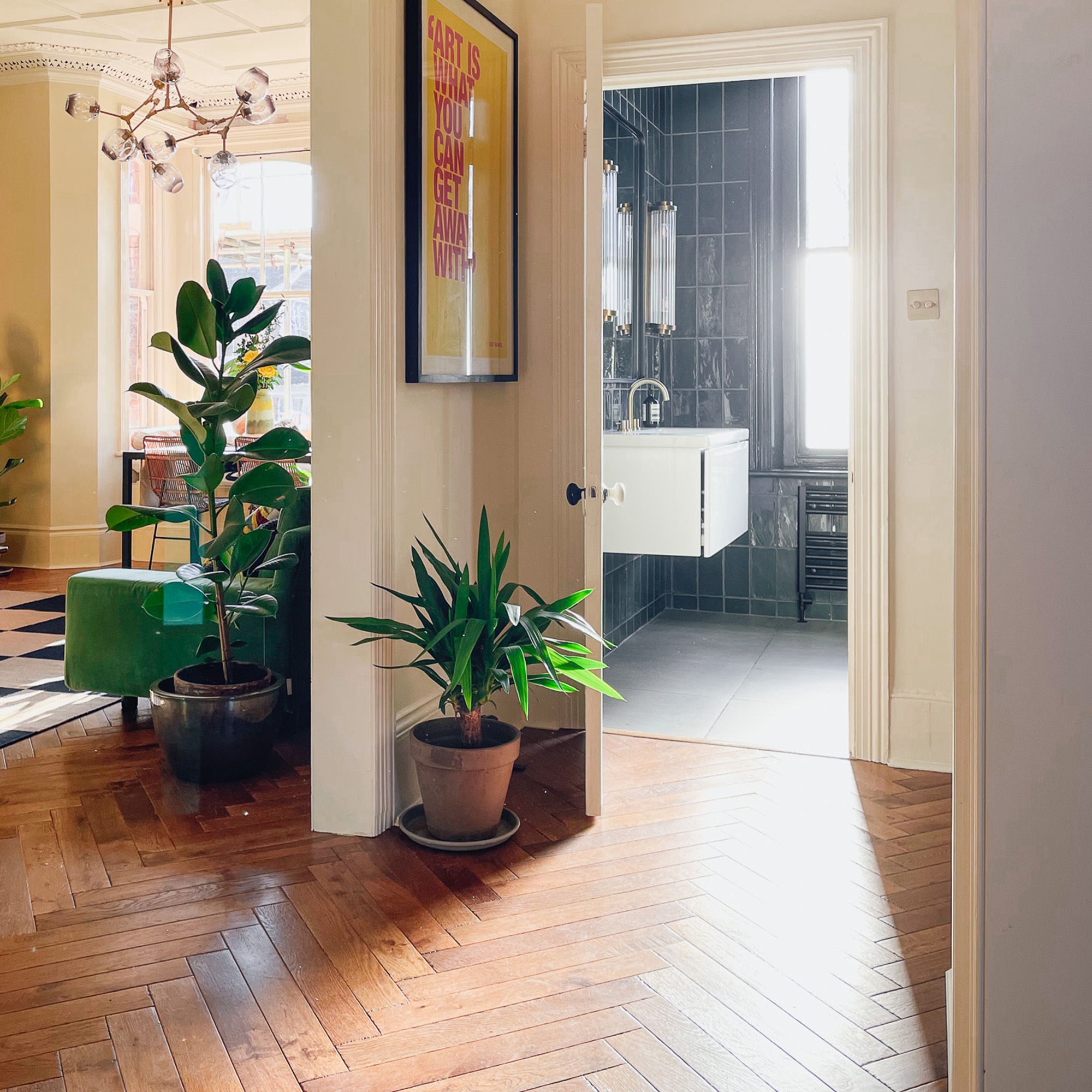 parquet flooring in a hallway