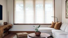 Chic fabric blinds in a living room 