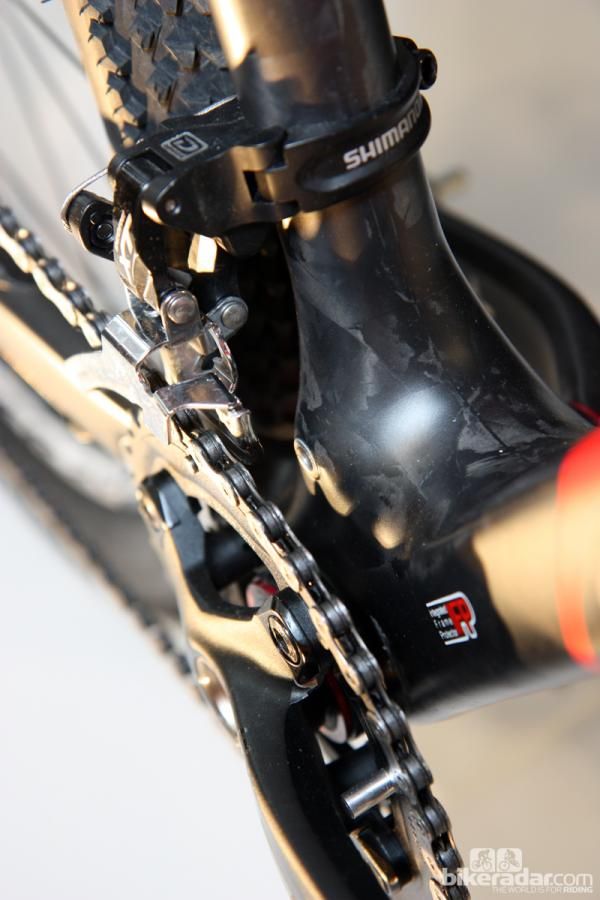 It's not pictured here but Wilier Triestina's new 101 carbon 29er hardtail frame includes a built-in chain catcher.