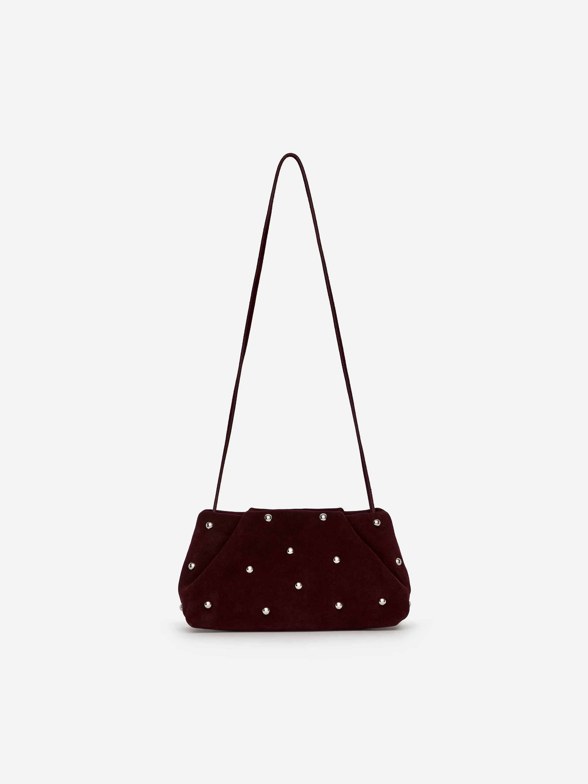 Burgundy studded shoulder bag from Arket