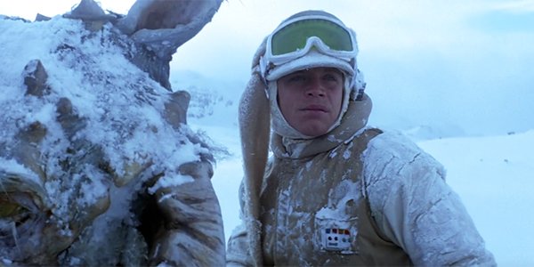 Luke riding a tauntaun on Hoth