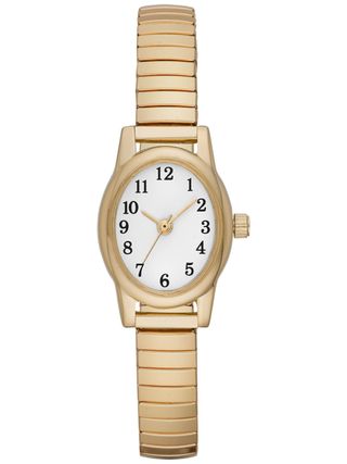 Time & Tru Women's Wristwatch: Gold Tone Oval Case, Easy Read Dial, Expansion Band (fmdott008)