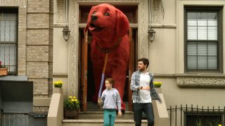 Emily and Casey leaving apartment with Clifford in Clifford the Big Red Dog