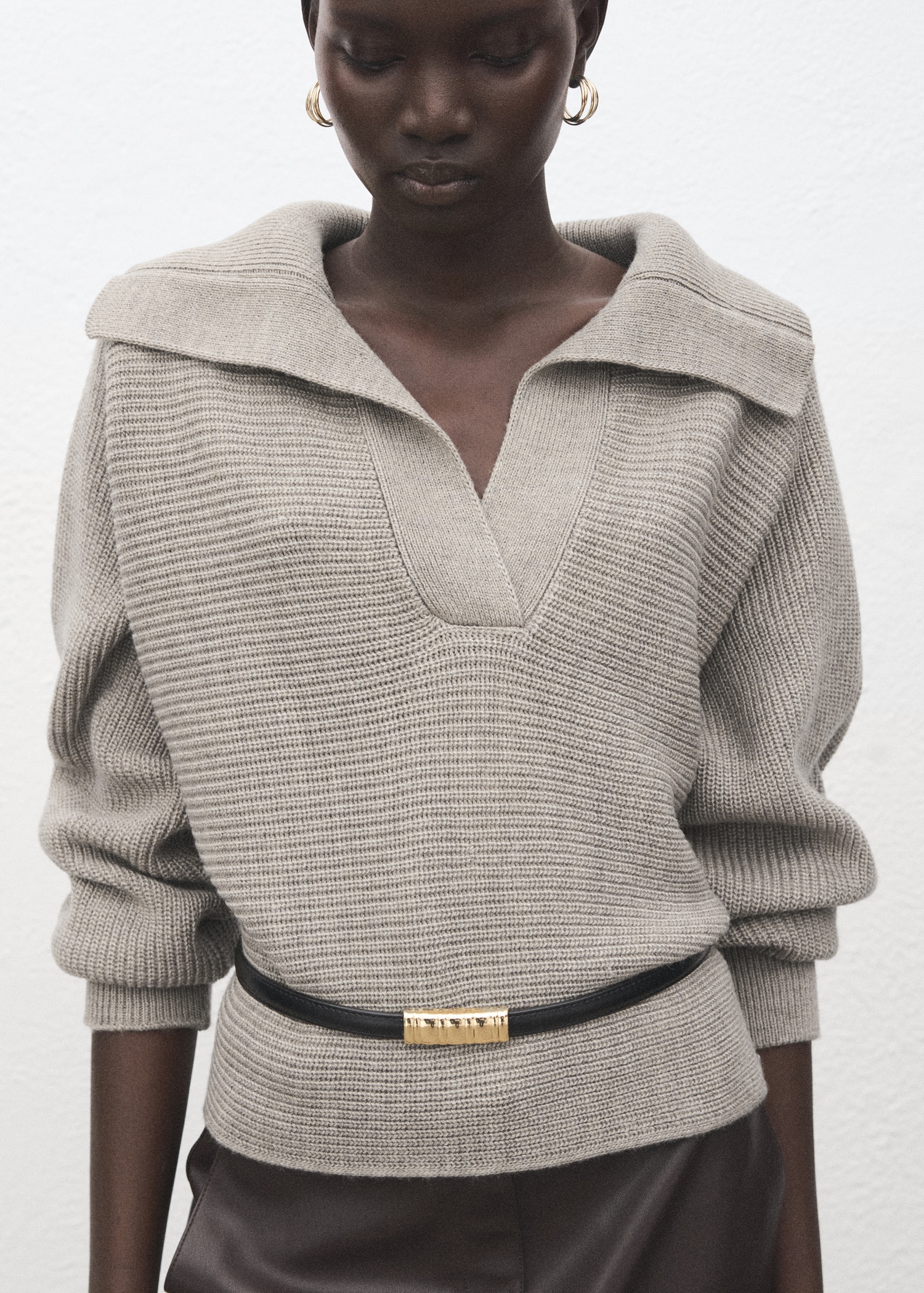 MANGO Polo-Neck Ribbed Sweater