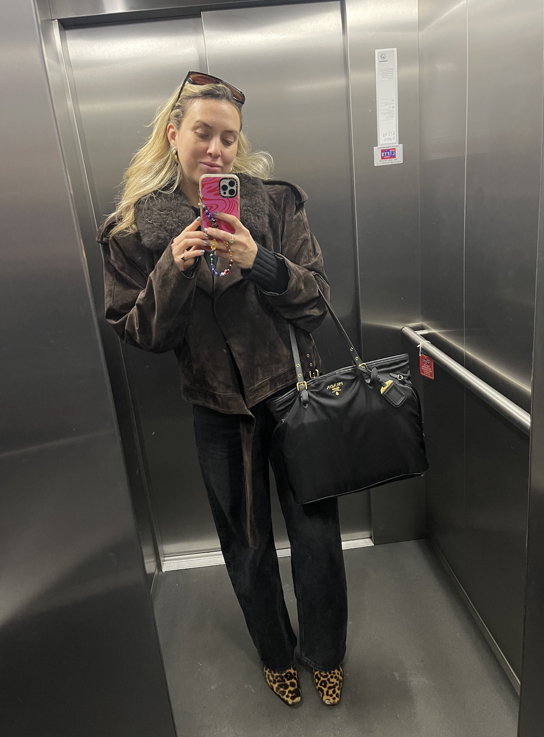 Clementina Jackson wears best work bag: Prada re-nylon tote